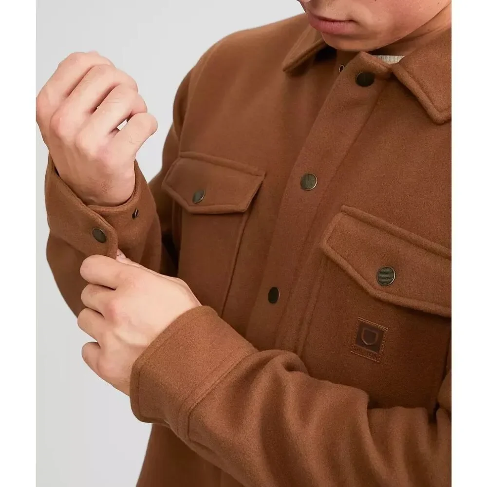 Brixton Durham Felt Stretch Shacket In Bison Brown  Size Medium Men’s